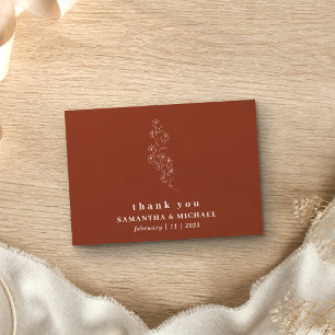 Blume Boho Terrakotta Indie Hochzeit Danke Einladung