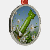 Blume Bombe Silbernes Ornament (Rechts)