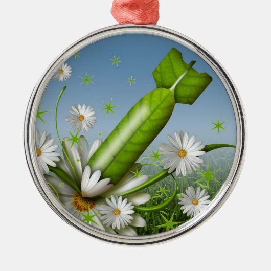 Blume Bombe Silbernes Ornament (Vorne)