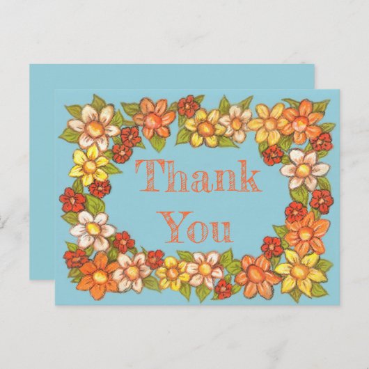 Blume Border~Dankeschön Karte (Vorne/Hinten)