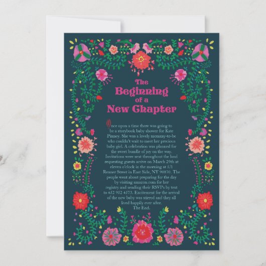 Blume Border Storybook Kinderdusche Einladung (Vorderseite)