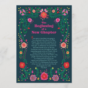 Blume Border Storybook Kinderdusche Einladung