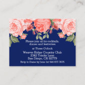 Blume Botanical Dark Blue und Coral - Empfang Begleitkarte (Rückseite)