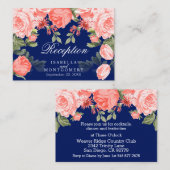 Blume Botanical Dark Blue und Coral - Empfang Begleitkarte (Vorne/Hinten)