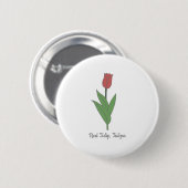 Blume Botanical Red Tulip Pastel Button (Vorne & Hinten)