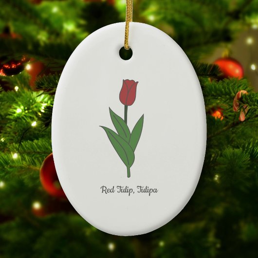Blume Botanical Red Tulip Pastel Keramik Ornament