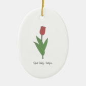 Blume Botanical Red Tulip Pastel Keramik Ornament (Vorne)