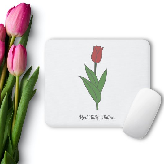 Blume Botanical Red Tulip Pastel Mousepad