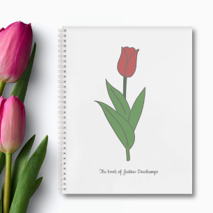 Blume Botanical Red Tulip Pastel Notizblock