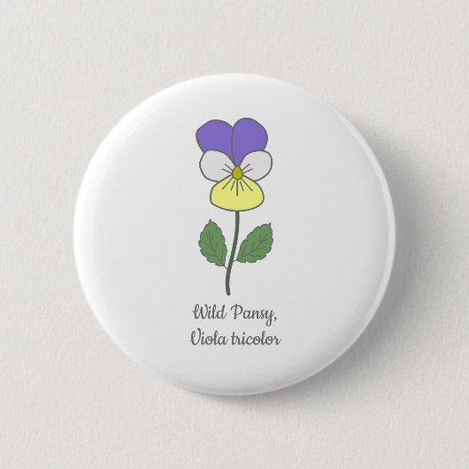 Blume Botanical Wild Pansy Pastel Button (Vorderseite)
