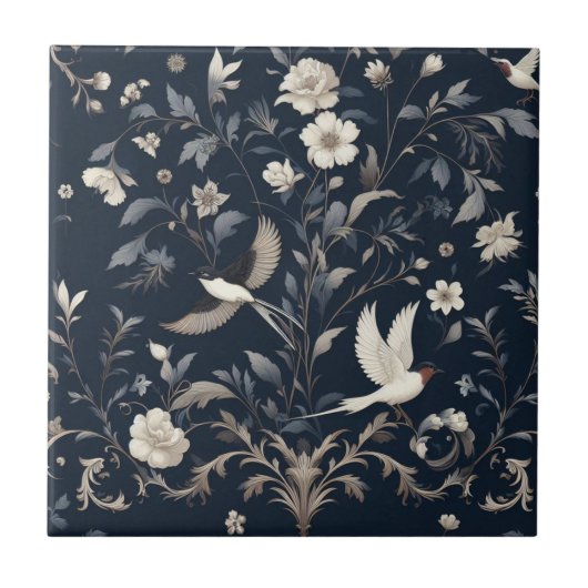 Blume botanisch blau fliese (Vorderseite)