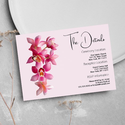 Blume Botanisch-rosa Bordeaux-Orchideen Begleitkarte