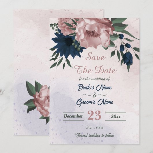 Blume botanisch save the date (Vorne/Hinten)