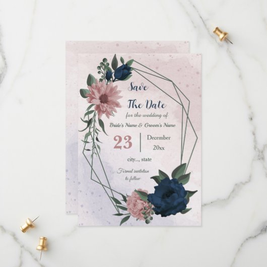 Blume botanisch save the date (Vorderseite/Rückseite Beispiel)