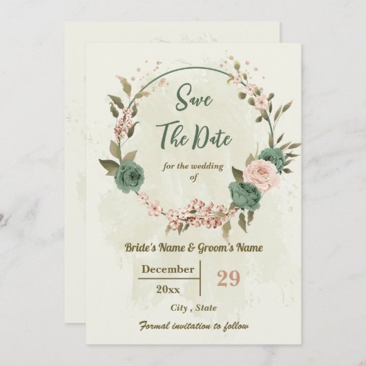 Blume botanisch save the date (Vorne/Hinten)