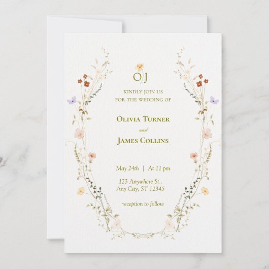 Blume Botanische Hochzeit Einladung (Vorderseite)