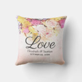 Blume Botanische Hochzeit mit farbenfrohen Wasserf Kissen (Rückseite)