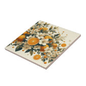 Blume botanische Orangen Fliese (Seite)