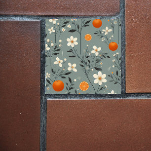 Blume botanische Orangen Fliese