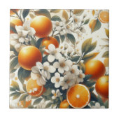 Blume botanische Orangen Fliese (Vorderseite)