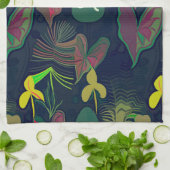 Blume Botanische Pflanze Aquarellfarben Monogramm Geschirrtuch (Gefaltet)