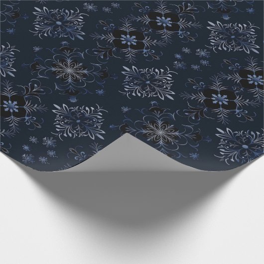 Blume Botanischer Blauer Weihnachtsanfang Geschenkpapier (Ecke)