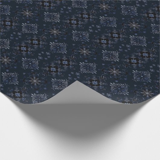 Blume Botanischer Blauer Weihnachtsanfang Geschenkpapier (Ecke)