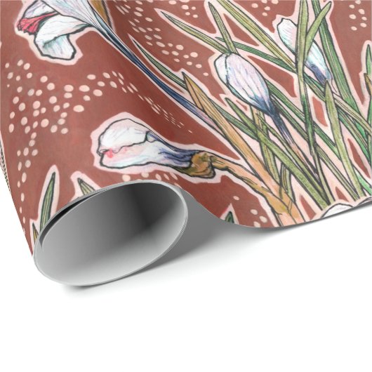 Blume Botanischer Blumenbraun Geschenkpapier (Rolleneckpunkt)