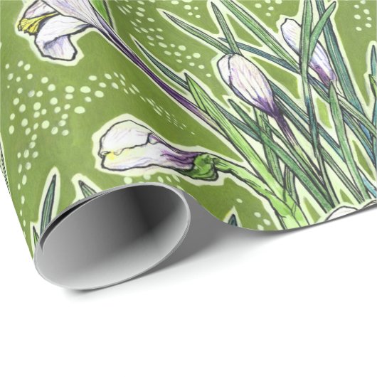 Blume Botanischer Blumenstrauß Grün Geschenkpapier (Rolleneckpunkt)