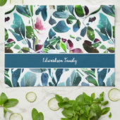 Blume botanischer Muster, Monogramm Geschirrtuch (Gefaltet)