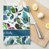 Blume botanischer Muster, Monogramm Geschirrtuch (Viertel Falte)