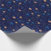 Blume Botanischer Orangenblauer Weihnachten Geschenkpapier (Ecke)