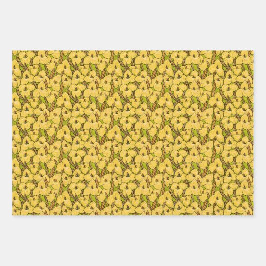 Blume Botanisches Blumenmuster Orange Gelb Geschenkpapier Set (Vorderseite 3)