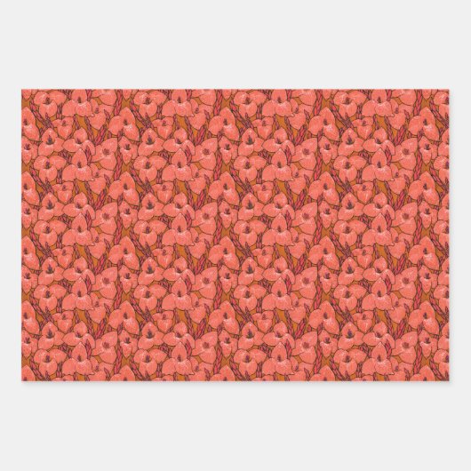 Blume Botanisches Blumenmuster Orange Gelb Geschenkpapier Set (Vorderseite 2)