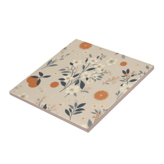 Blume botanisches Grün Fliese (Seite)