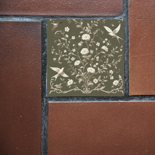 Blume botanisches Grün Fliese