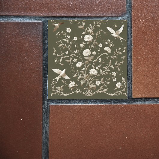 Blume botanisches Grün Fliese