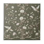 Blume botanisches Grün Fliese (Vorderseite)