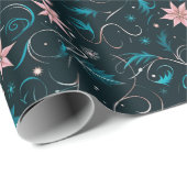 Blume Botanisches Grünes Rosa Weihnachten Geschenkpapier (Rolleneckpunkt)