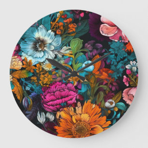 Blume botanisches Muster #nature Große Wanduhr