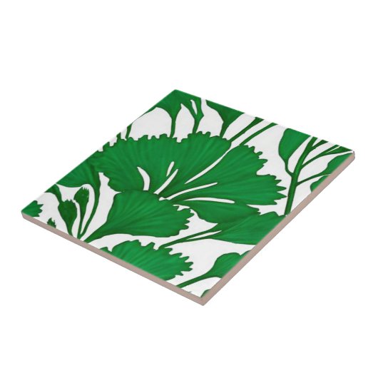 Blume botanisches Smaragdgrün Fliese (Seite)