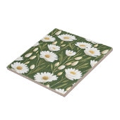 Blume botanisches Smaragdgrün Fliese (Seite)