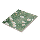 Blume botanisches Smaragdgrün Fliese (Seite)