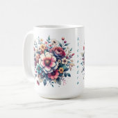 Blume Bouquet Aquarell personalisiert Kaffeetasse (Vorderseite Links)