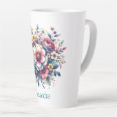Blume Bouquet Aquarell personalisiert Milchtasse (Rechte Ecke)