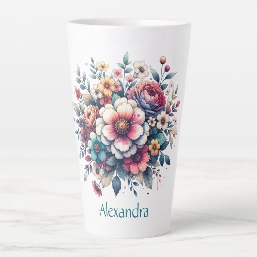 Blume Bouquet Aquarell personalisiert Milchtasse (Vorderseite)