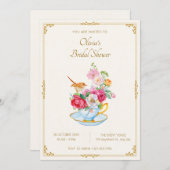 Blume Bouquet ästhetische Teetasse Brautparty Einladung (Vorne/Hinten)