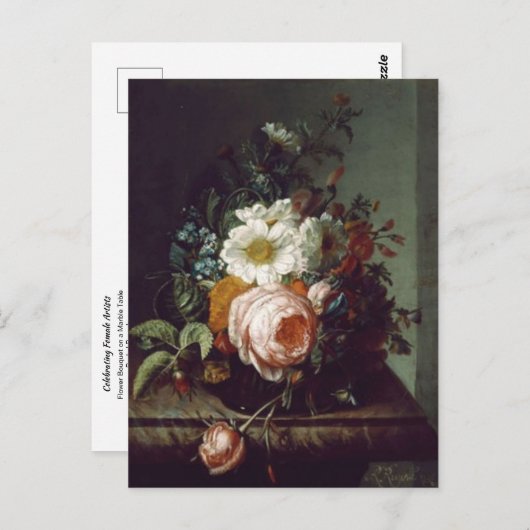 Blume Bouquet auf einem Marmortisch von Rachel Ruy Postkarte (Vorne/Hinten)