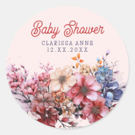 Blume Bouquet Babydusche mit individueller Wasserf Runder Aufkleber