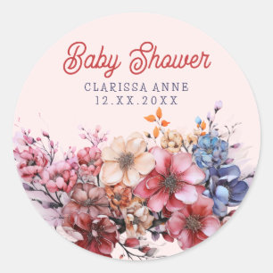Blume Bouquet Babydusche mit individueller Wasserf Runder Aufkleber